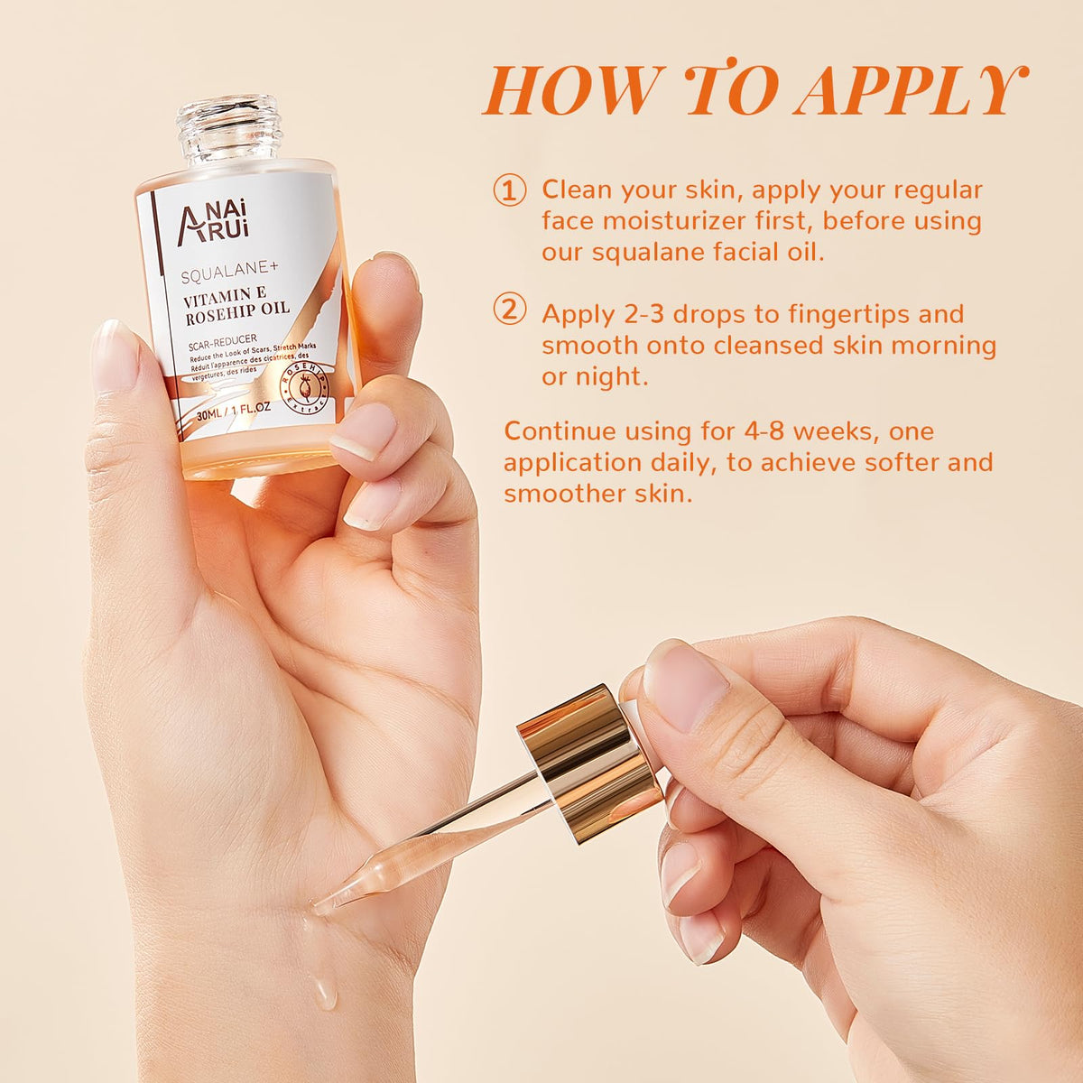 ANAI RUI applied to cheek to show moisturizing and smoothing effect