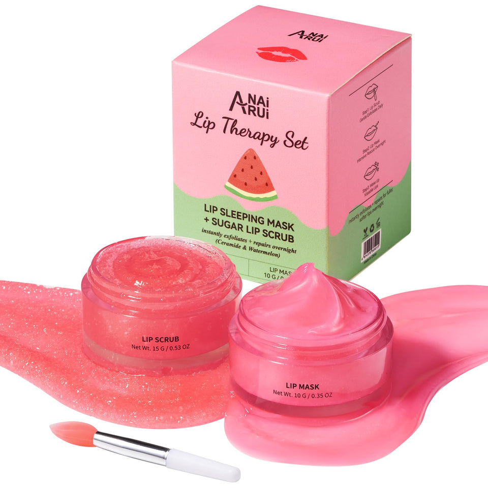 ANAI RUI front packaging of hydrating lip mask set, clear gifting benefit