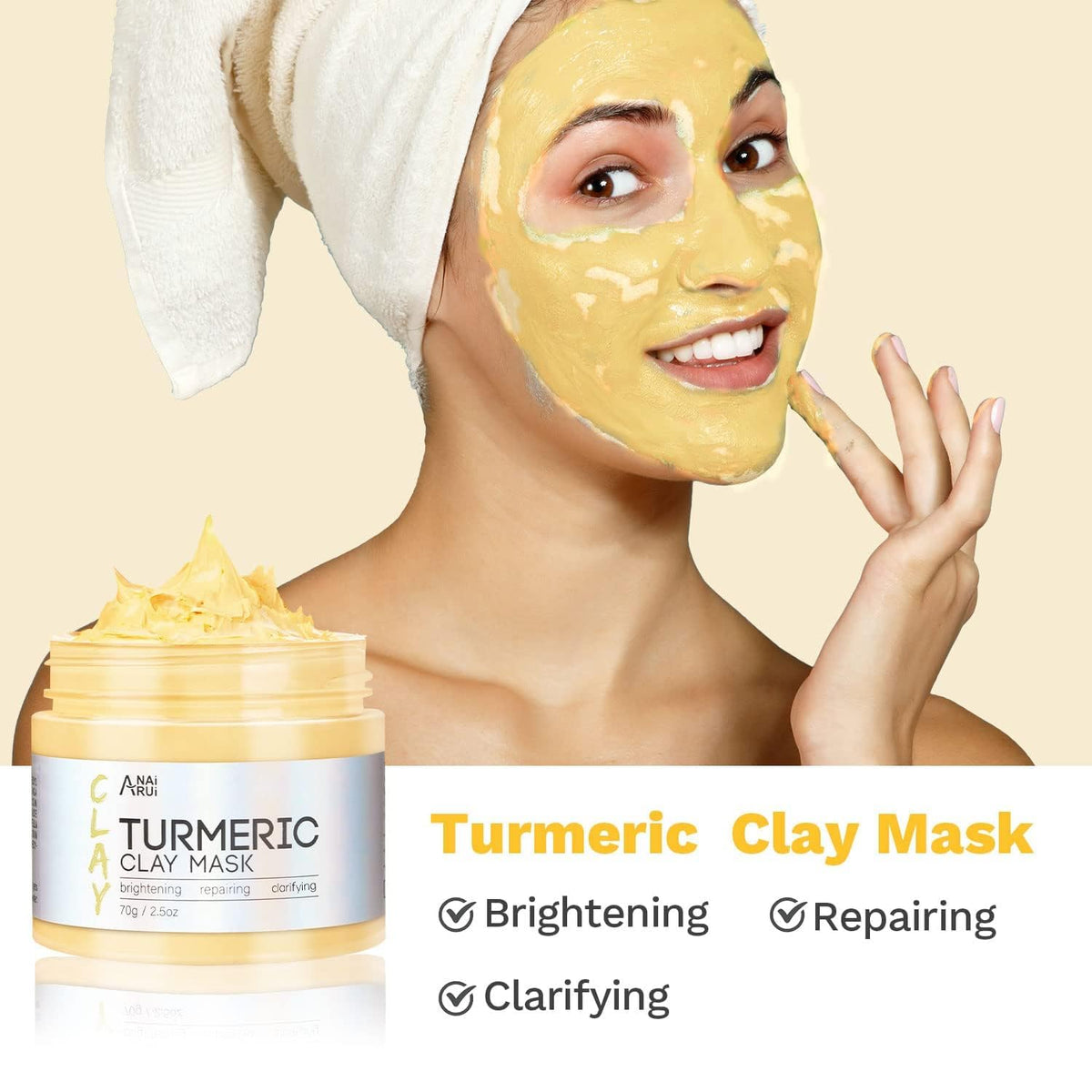 ANAI RUI green tea mask pouring onto hand to control oil