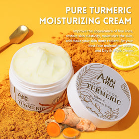 ANAI RUI open jar top view revealing turmeric-colored moisturizing cream