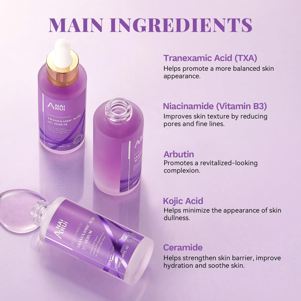 ANAI RUI serum texture droplet highlighting lightweight, hydrating finish