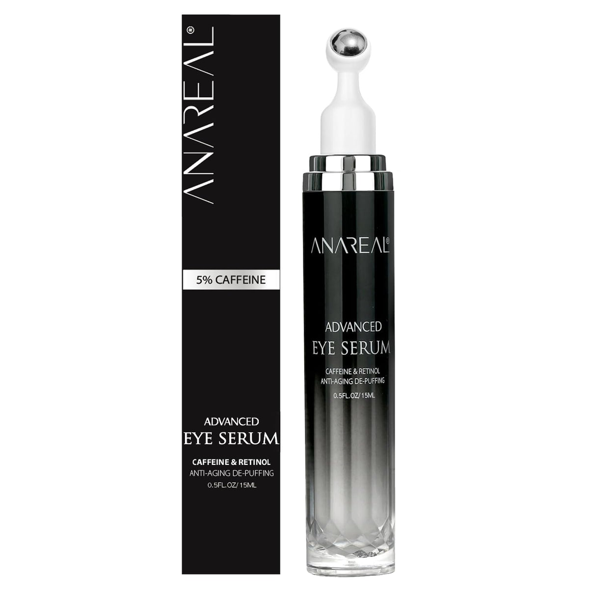 ANAREAL front packaging and roller showing product and benefit of targeted application