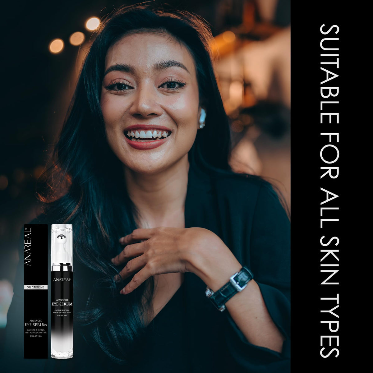 ANAREAL in nighttime skincare setting showing calming pre-sleep ritual benefit