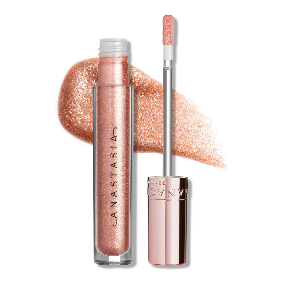 Anastasia Beverly Hills amber sparkle gloss front packaging showing shade and sleek tube for shelf appeal