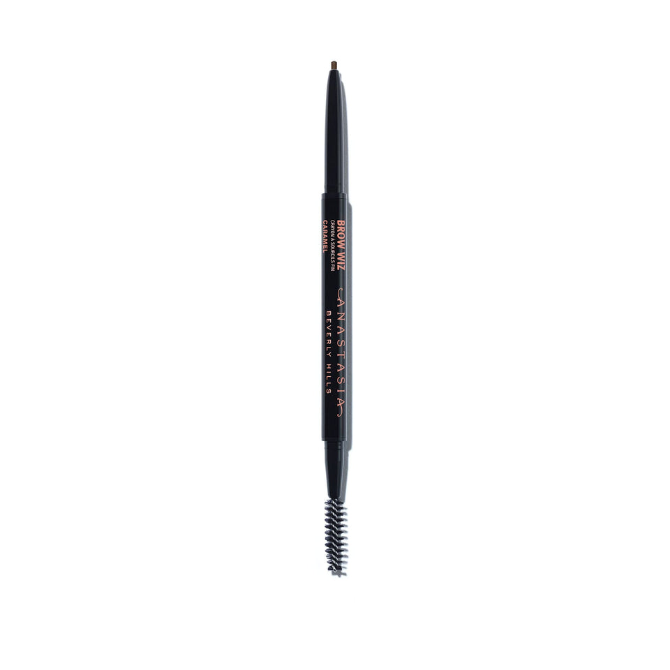 Anastasia Beverly Hills Brow Wiz front packaging showing shade Caramel, clear product ID and benefit