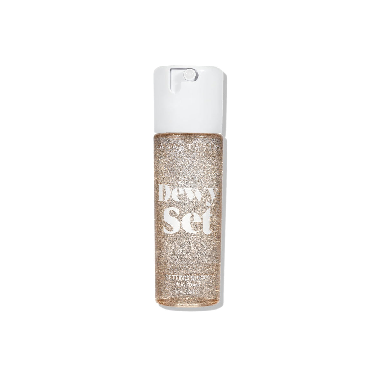 Anastasia Beverly Hills Dewy Set front bottle showing sleek label and glow benefits