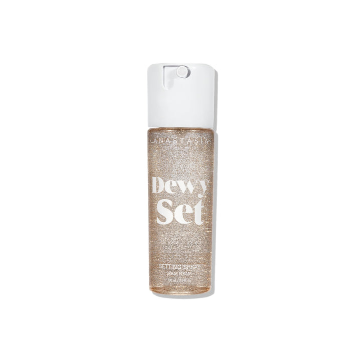Anastasia Beverly Hills Dewy Set front bottle showing sleek label and glow benefits
