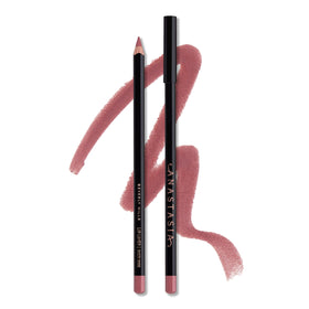 Anastasia Beverly Hills lip liner dusty rose front packaging showing pencil and label, clear shade preview