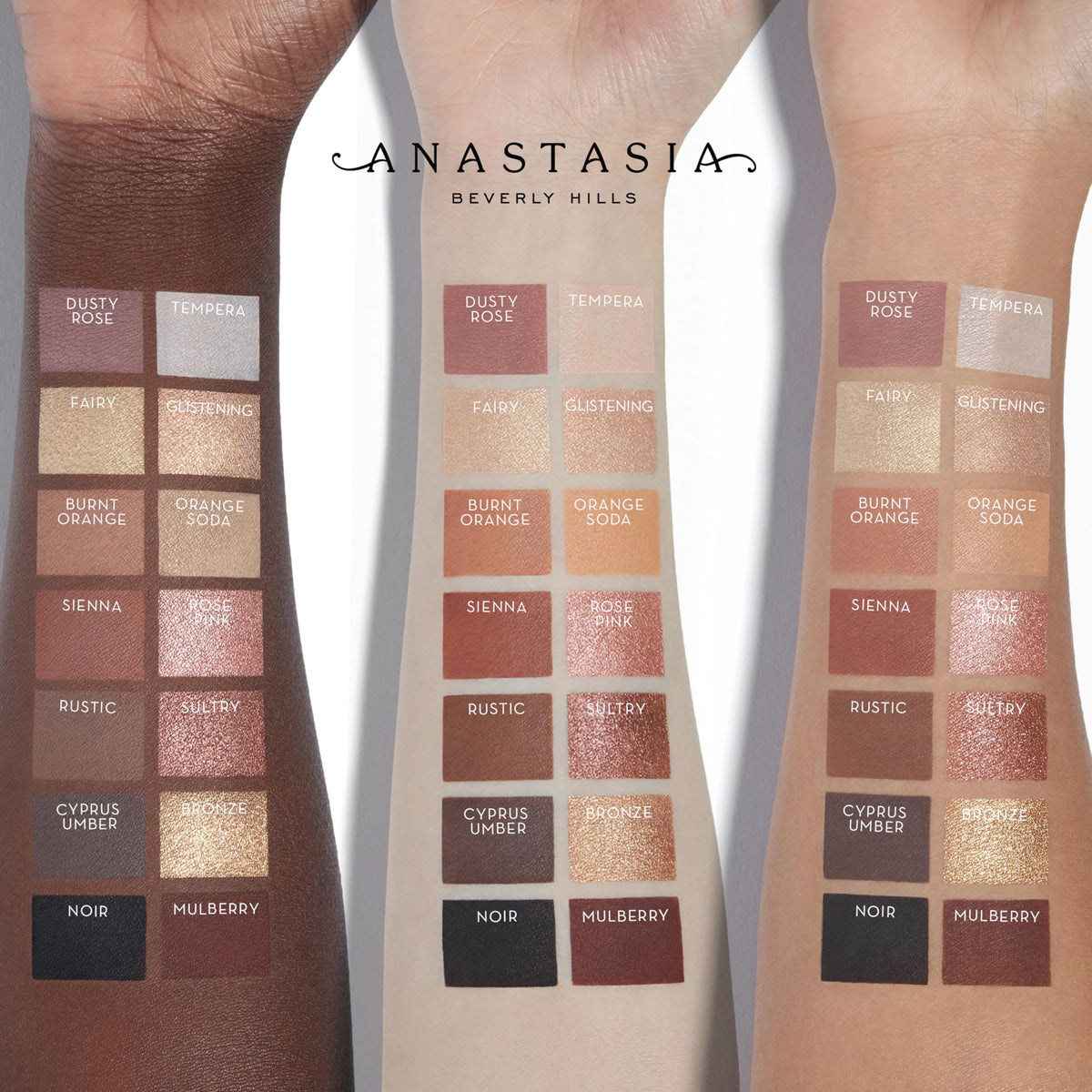 Anastasia Beverly Hills palette on vanity with mirror for easy on-the-go touch-ups