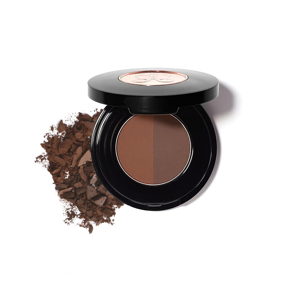 anastasia brow compact front view showing sleek case and auburn shades for precise shaping