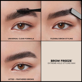 Anastasia Beverly Hills before and after brows showing transformation to laminated, polished appearance