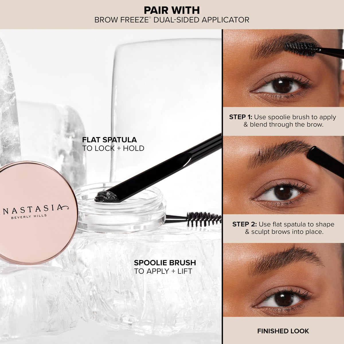 Anastasia Beverly Hills on a vanity in lifestyle scene showing everyday use and grooming routine