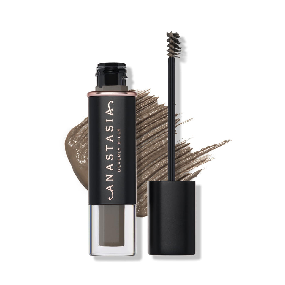 Anastasia Beverly Hills front packaging showing taupe gel and clear branding for polished brows
