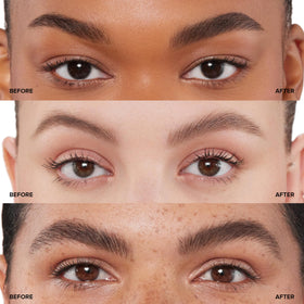 Anastasia Beverly Hills before and after brow transformation with defined natural effect