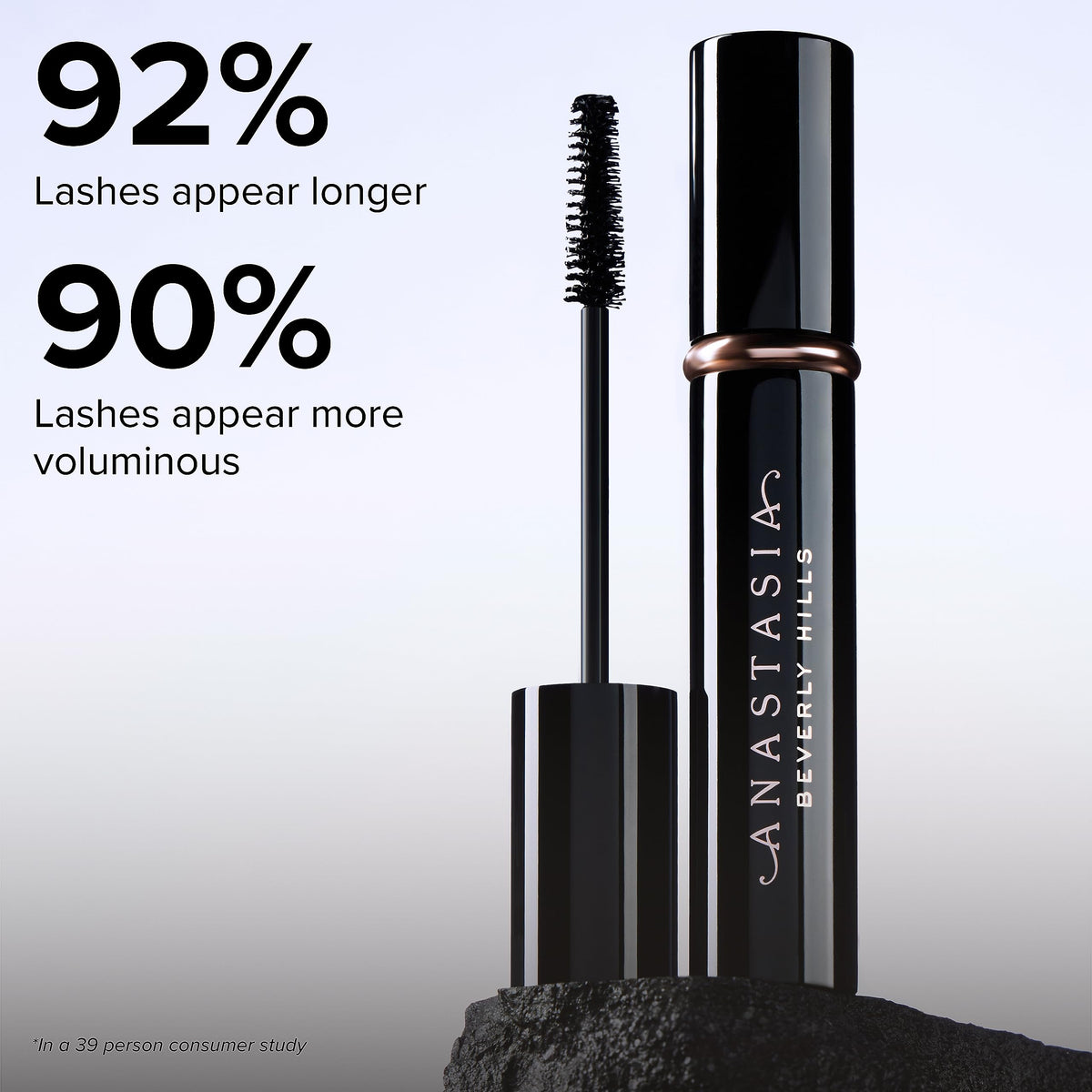 Anastasia Beverly Hills mini mascara in a travel pouch showing easy carry and touch-up benefit