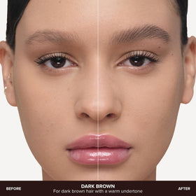 Anastasia Beverly Hills before and after brows showing fuller, defined arches