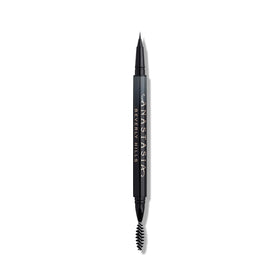 Anastasia Beverly Hills front view of Microstroke Brow Pen showing sleek packaging and Ebony shade benefit