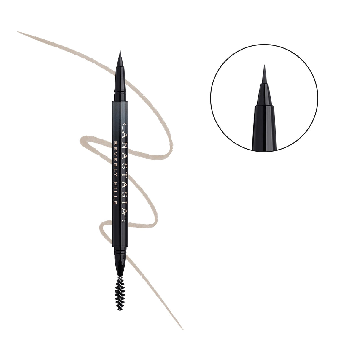Anastasia Beverly Hills Microstroke superfine brush tip close-up highlighting controlled hair-like strokes