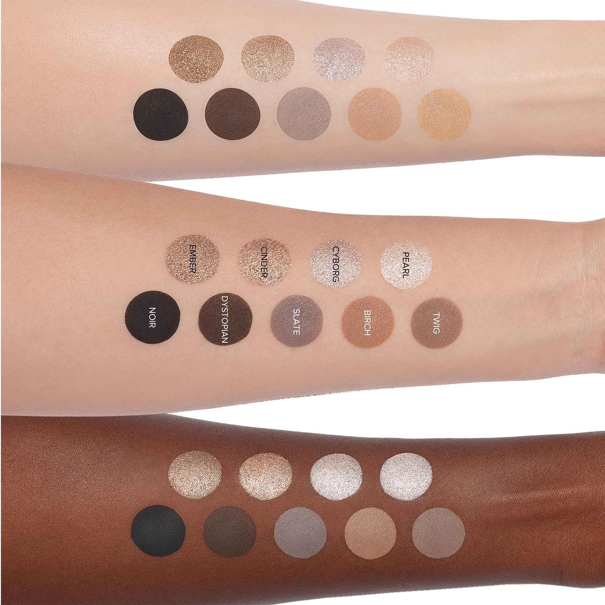 Anastasia Beverly Hills swatches on skin showing pigment intensity and range