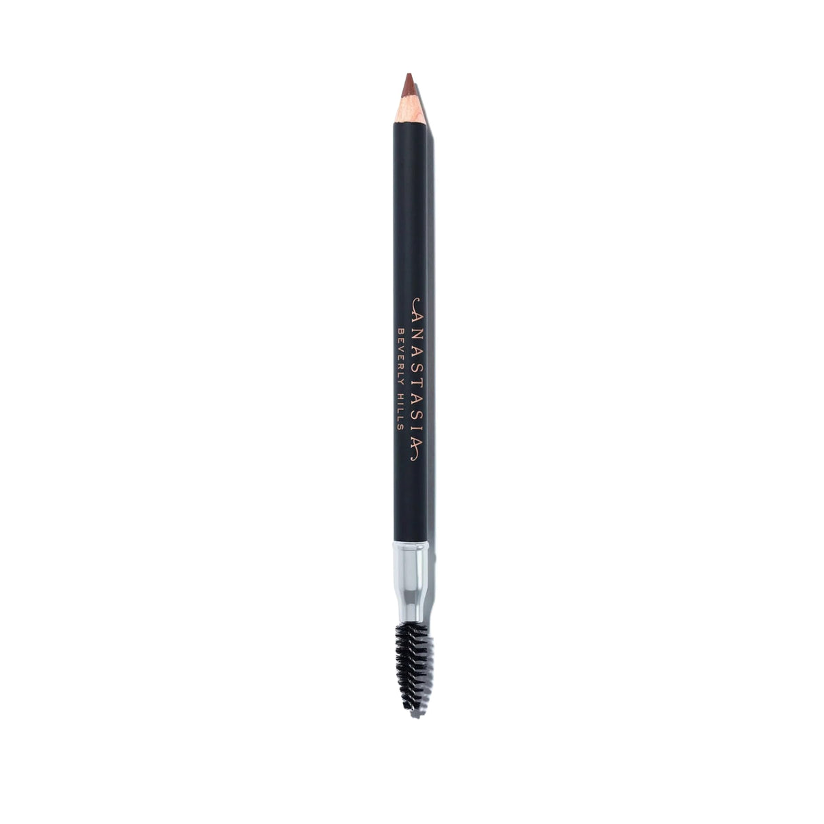 Anastasia Beverly Hills perfect brow pencil front view showing auburn shade and dual ends benefit