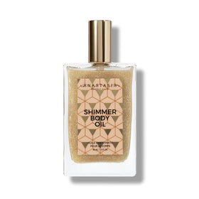 Anastasia Beverly Hills front bottle showing gold shimmer and premium glass