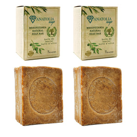 Anatolia Soap front packaging showing two bars and clear product benefit