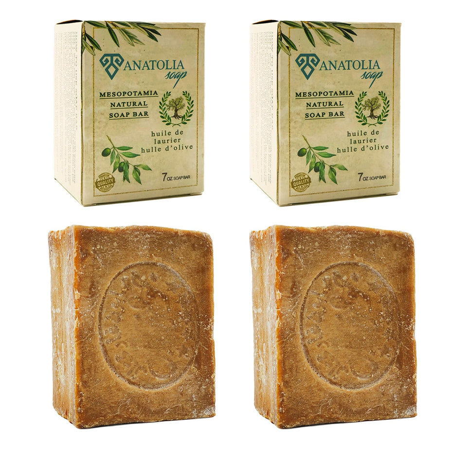 Anatolia Soap front packaging showing two bars and clear product benefit