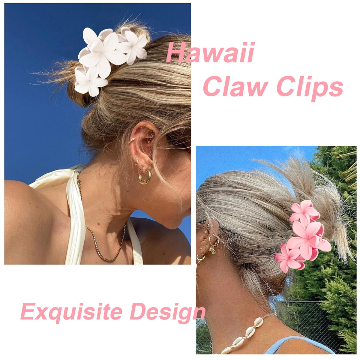 ANBALA clip worn in beach hairstyle, tropical accent and practical hold
