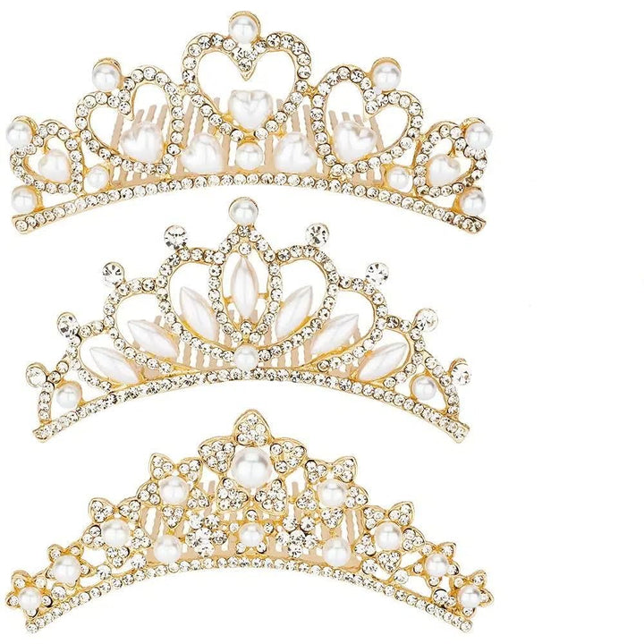 ANBALA gold mini tiara front view showing polished shine and pretty styling benefit