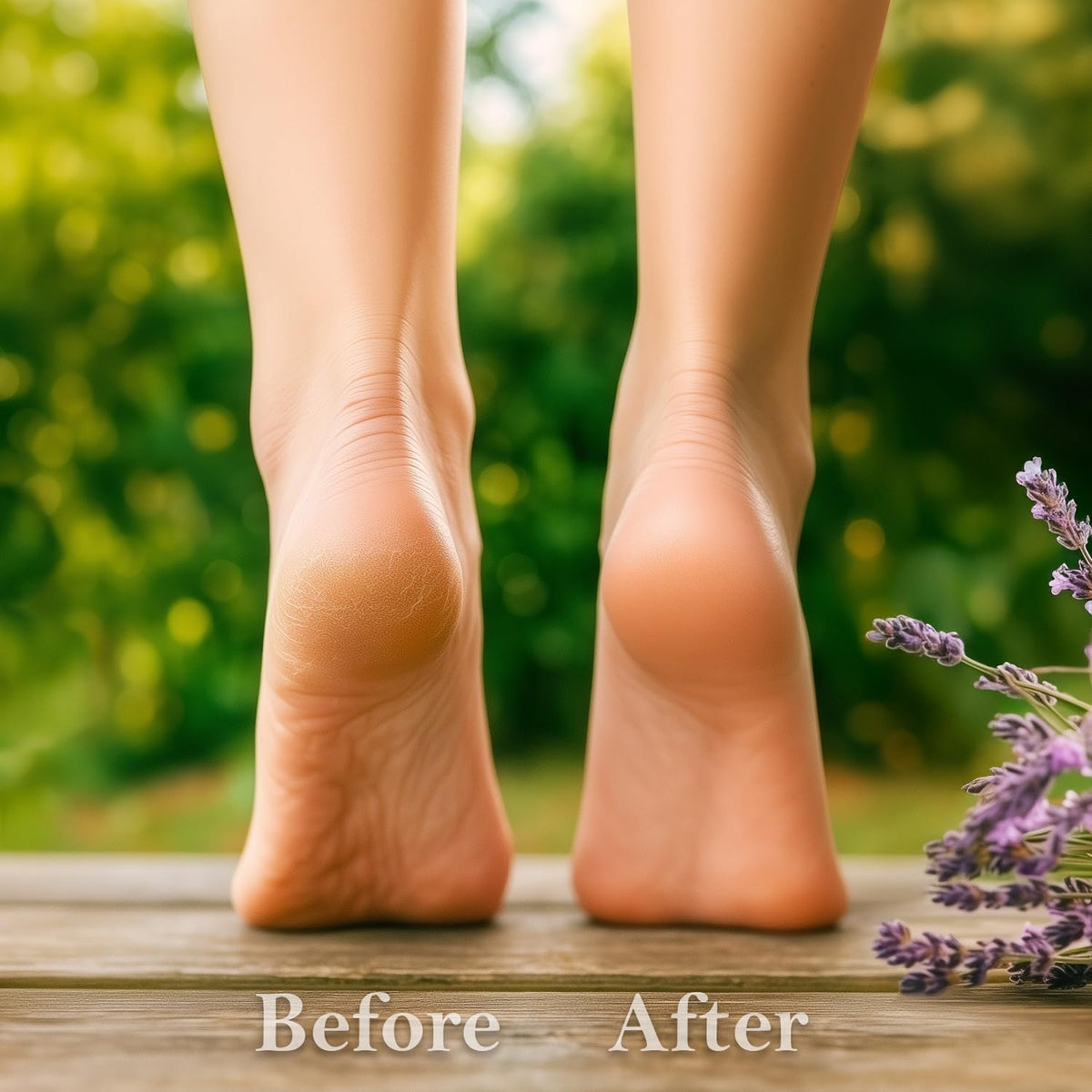 Ancient Greek Remedy applied to heel demonstrating smoothing benefit overnight