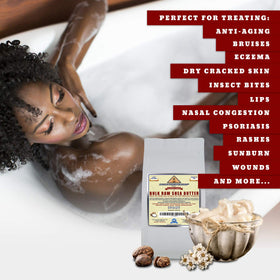 ANCIENT HEALTH REMEDIES open jar with scooped shea butter ready for topical use