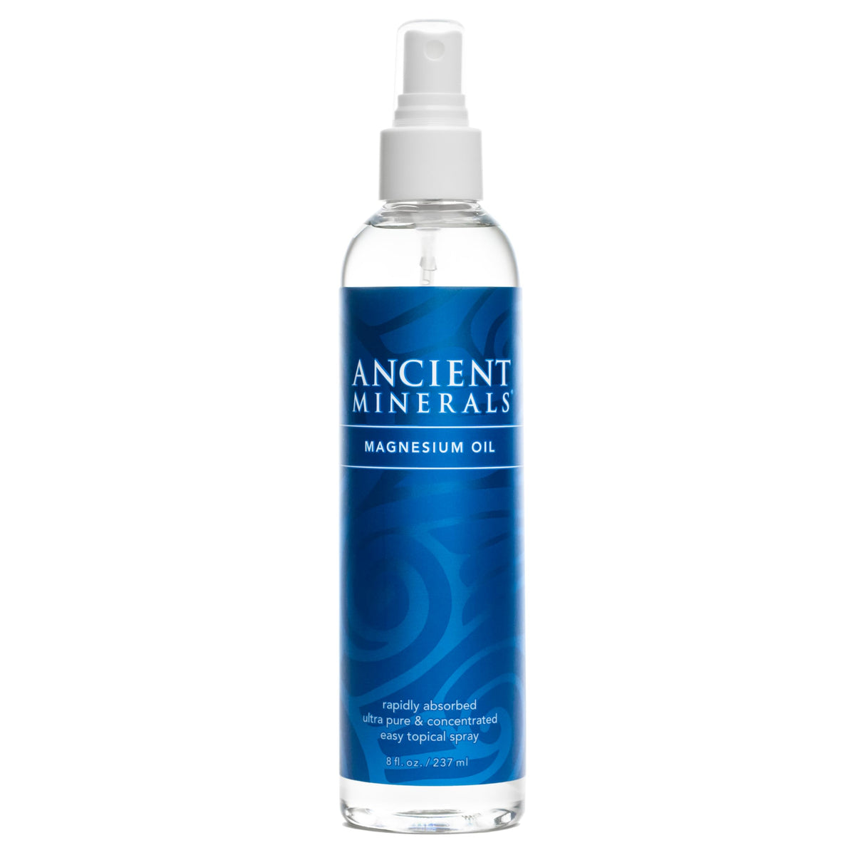 Ancient Minerals front packaging of 8oz spray showing clean design and purity