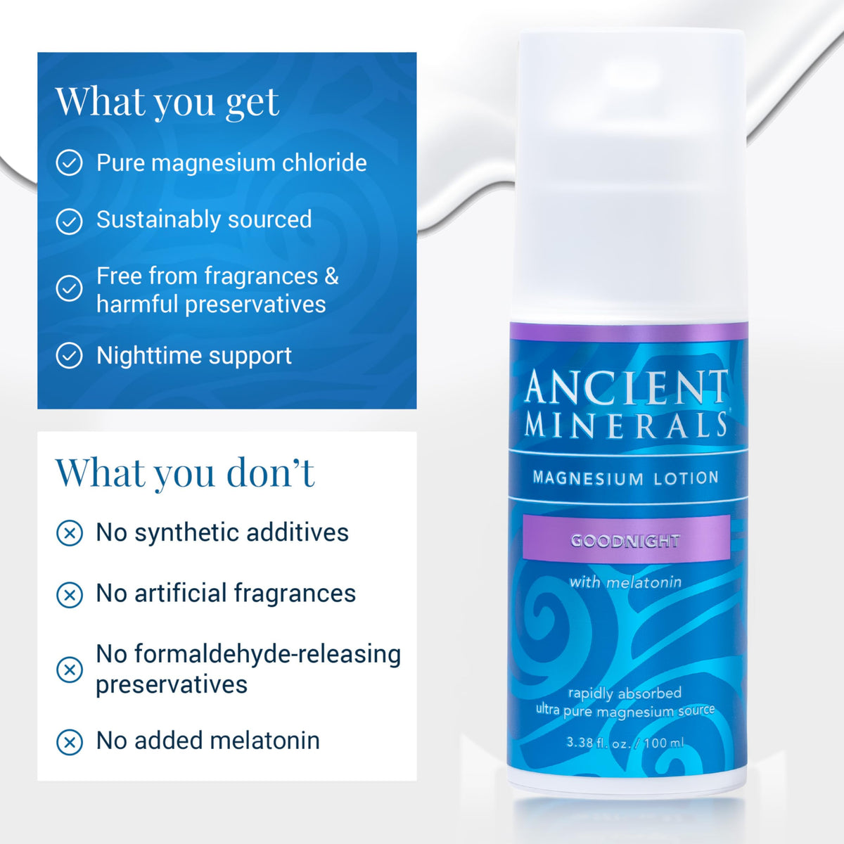 Ancient Minerals applied to neck demonstrating targeted evening application benefit