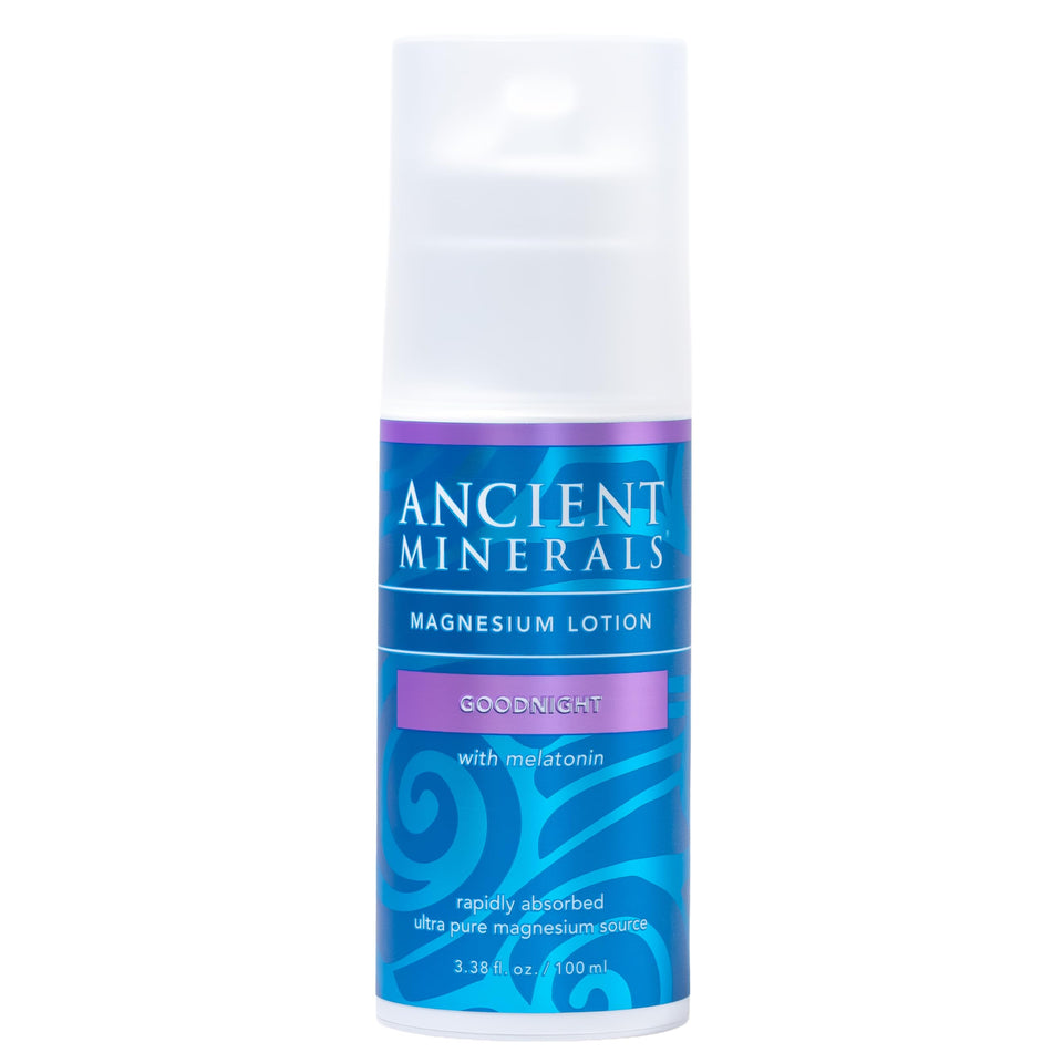 Ancient Minerals front bottle view showing clean packaging and easy pump benefit