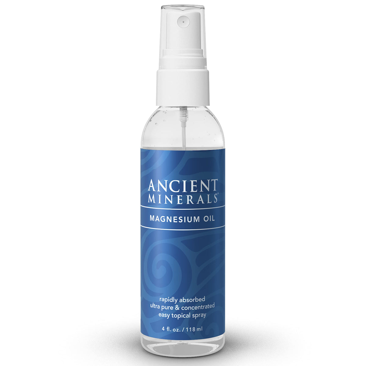 Ancient Minerals front bottle showing 4 fl oz and Zechstein purity benefit