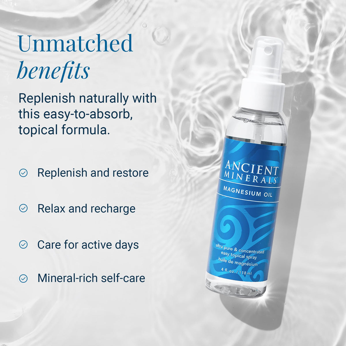 Ancient Minerals being poured into a smaller spray bottle for convenient use