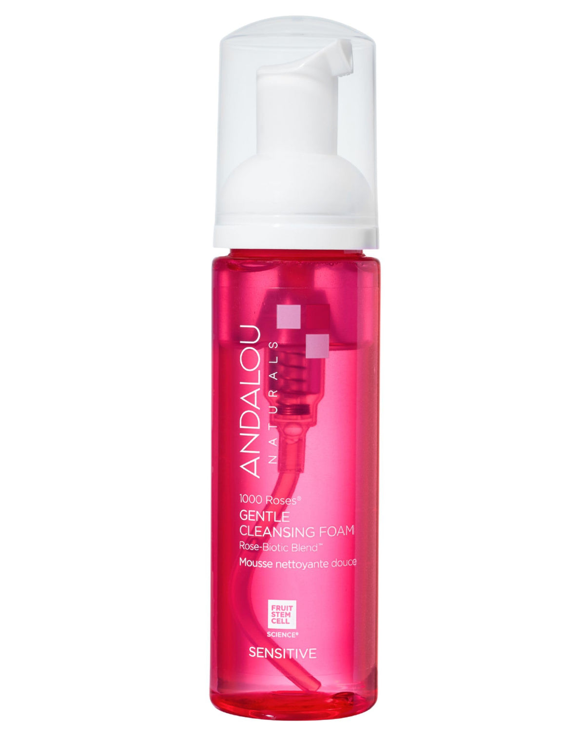 Andalou Naturals front packaging shows gentle foaming cleanser and benefits