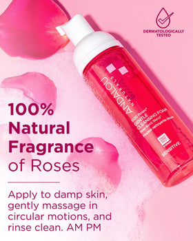 Andalou Naturals ingredient label highlighting rose stem cells and postbiotics