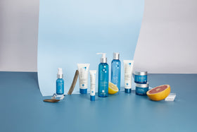 Andalou Naturals jar staged on bathroom counter suggesting daily routine benefit