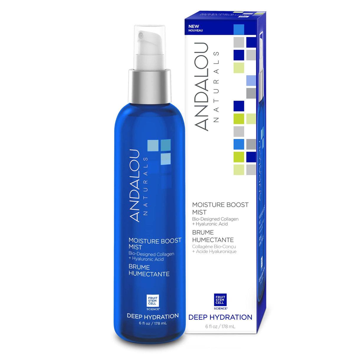 Andalou Naturals face mist front packaging showing bottle and label for quick hydration