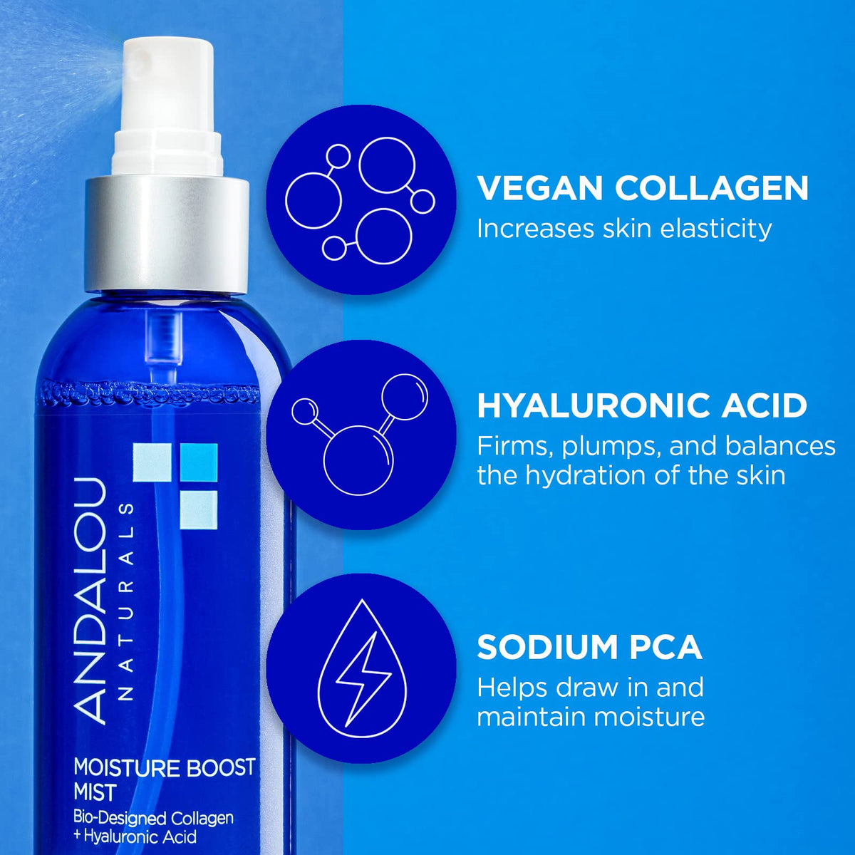Andalou Naturals mist in hand for scale highlights portable 6 fl oz convenience