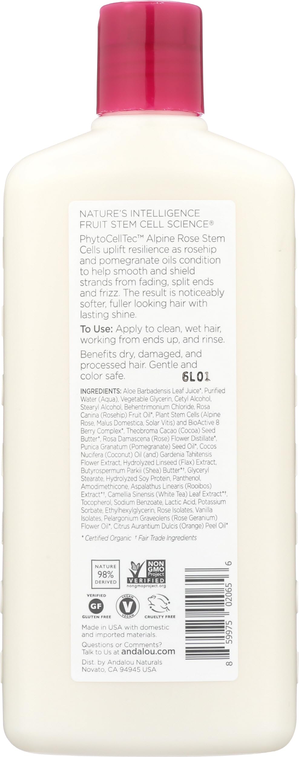 Andalou Naturals open cap and creamy conditioner texture for easy application