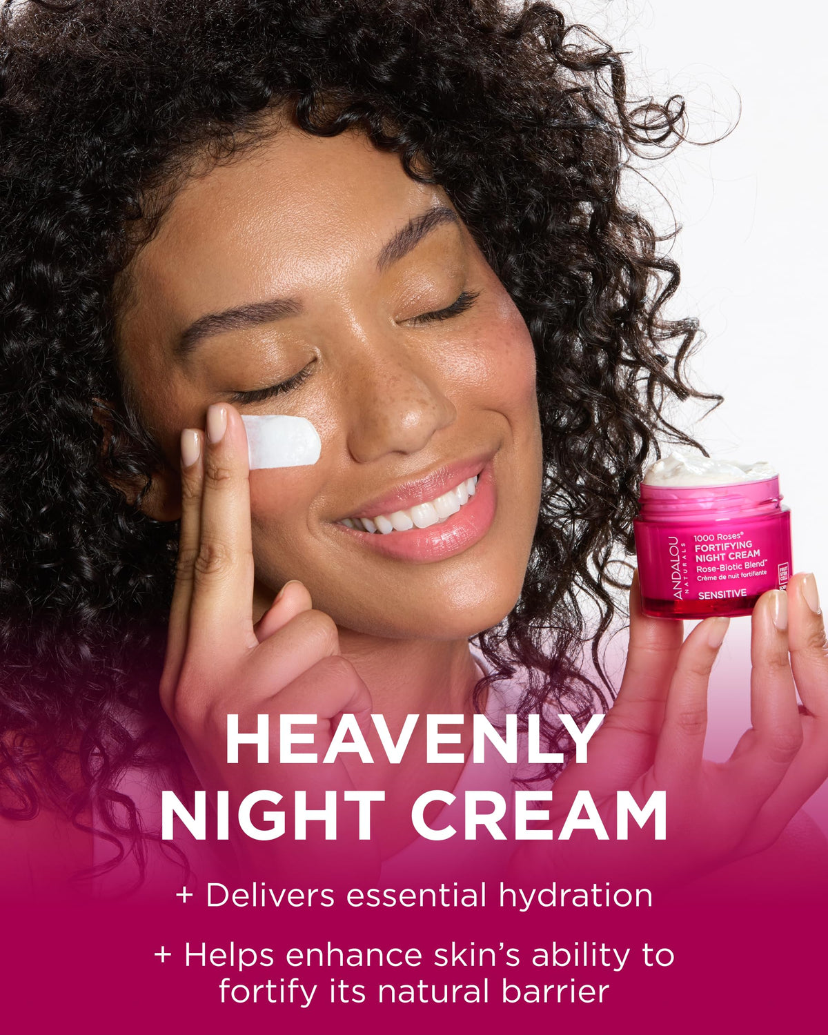 Andalou Naturals open cream texture close-up highlighting rich hydrating consistency