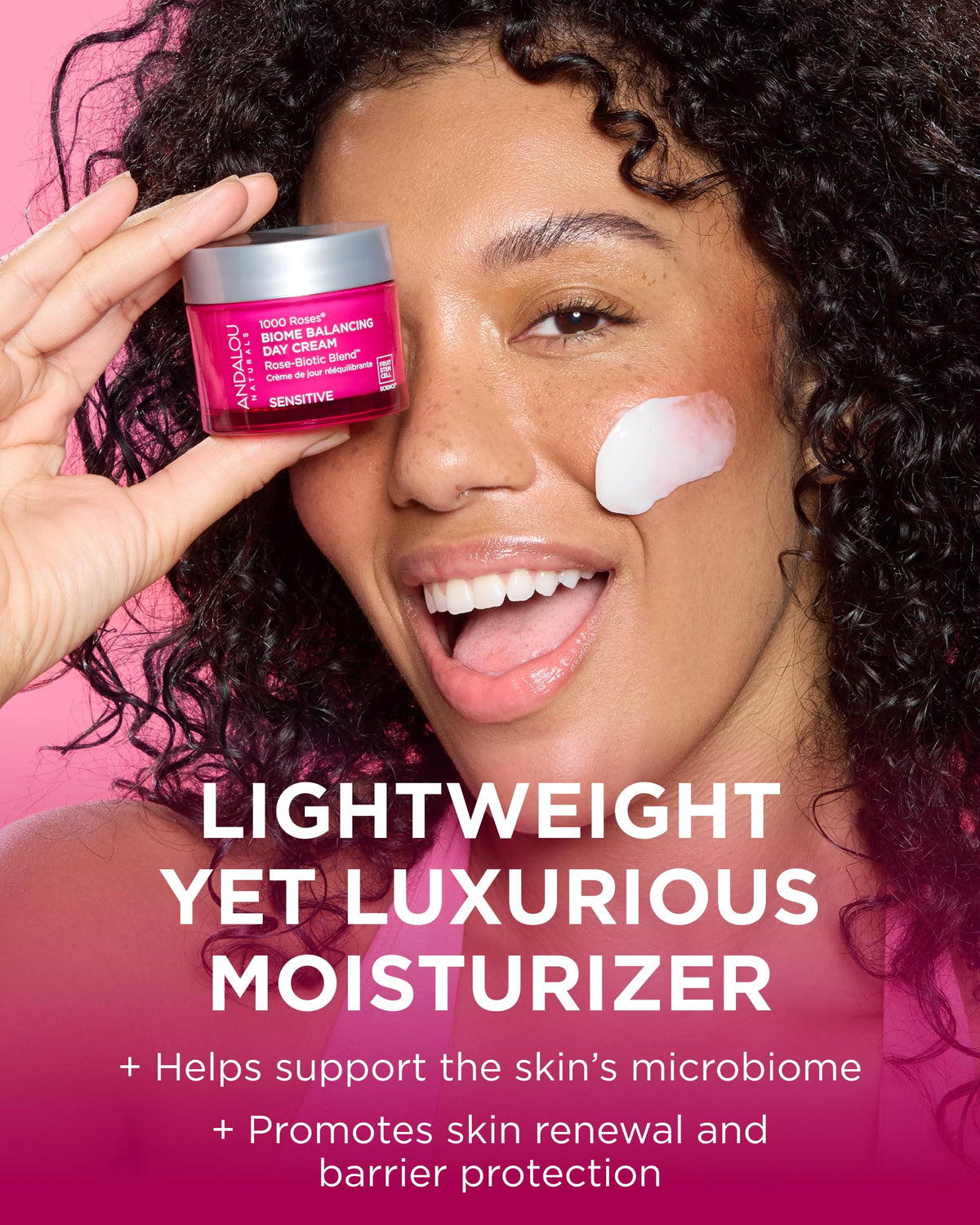 Andalou Naturals open jar showing silky gel-cream texture for lightweight hydration
