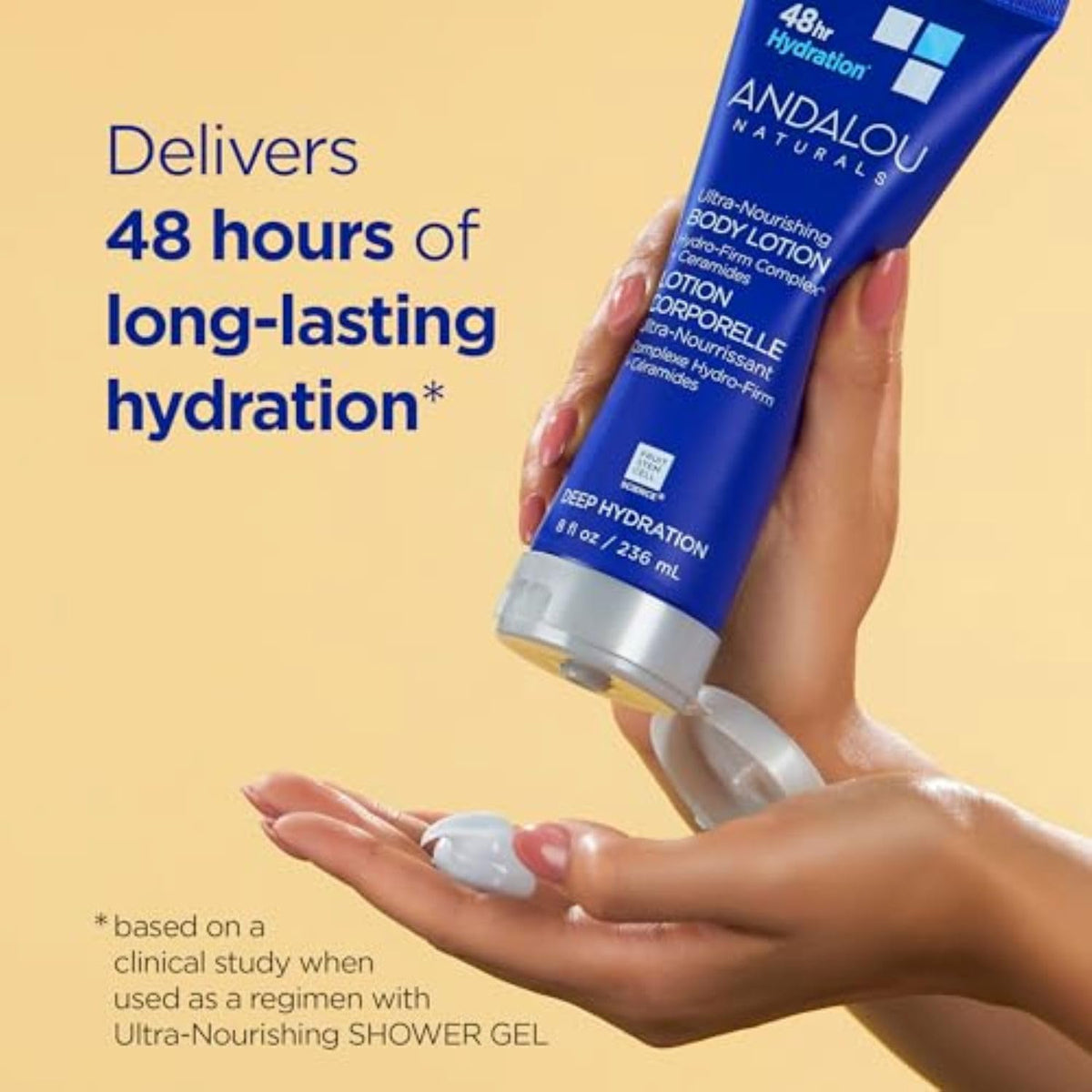 Andalou Naturals application on arm demonstrating immediate smoothing