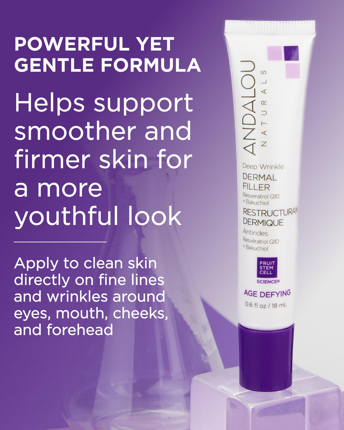 Andalou Naturals applying filler to eye area demonstrating targeted line smoothing