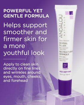 Andalou Naturals applying filler to eye area demonstrating targeted line smoothing