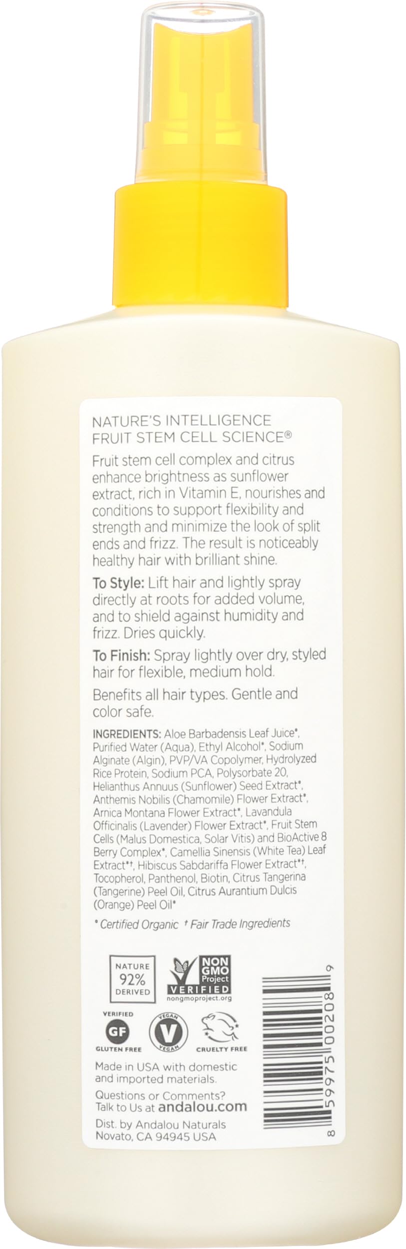 Andalou Naturals nozzle close-up demonstrating precise spray control and even application