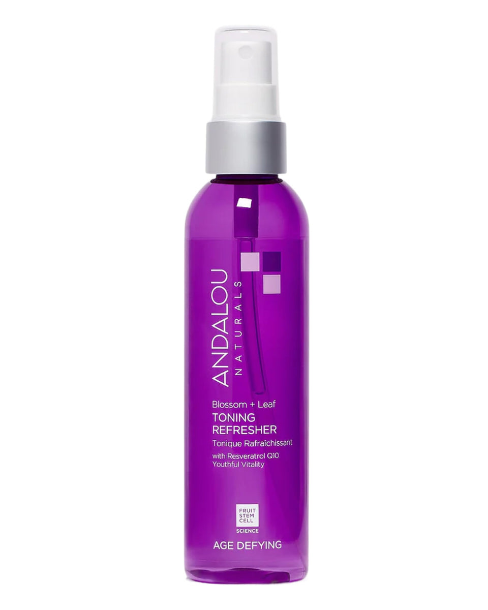 Andalou Naturals front bottle showing label and refreshing benefit