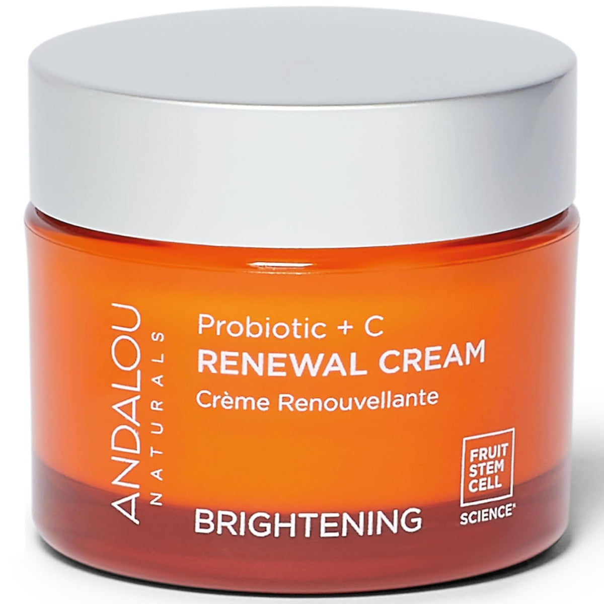 Andalou Naturals jar front view showing brightening probiotic cream benefit
